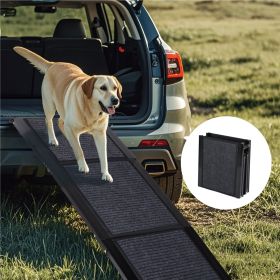 Dog Ramp For Car 65x17 Large Folding Pet Stair Ramps For Truck, SUV, With Non-Slip Surface, Up To 250LBS, Outdoor Dog Car Ramp For Medium  Large (Color: Black)